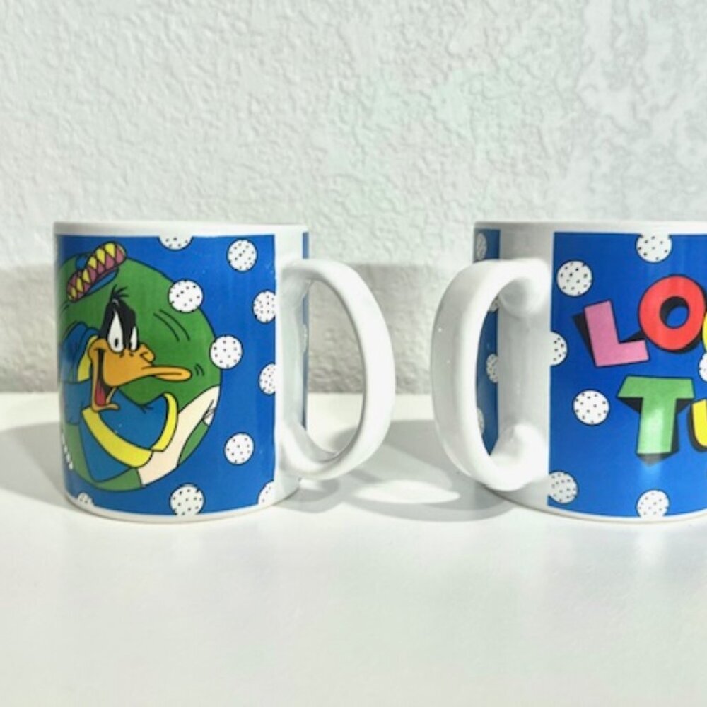 VTG Warner Bros. Daffy Duck Coffee Mug Cups Set Golf Theme Sakura 1994 - Picture 3 of 7